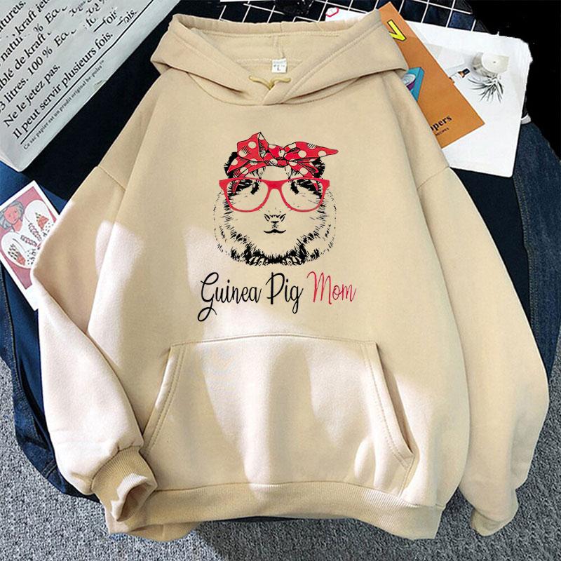 New Fashion Unisex Hoodies Guinea Pig Mom Printed Hooded Seatshirts Streetwear Women Casual Pullover Tops