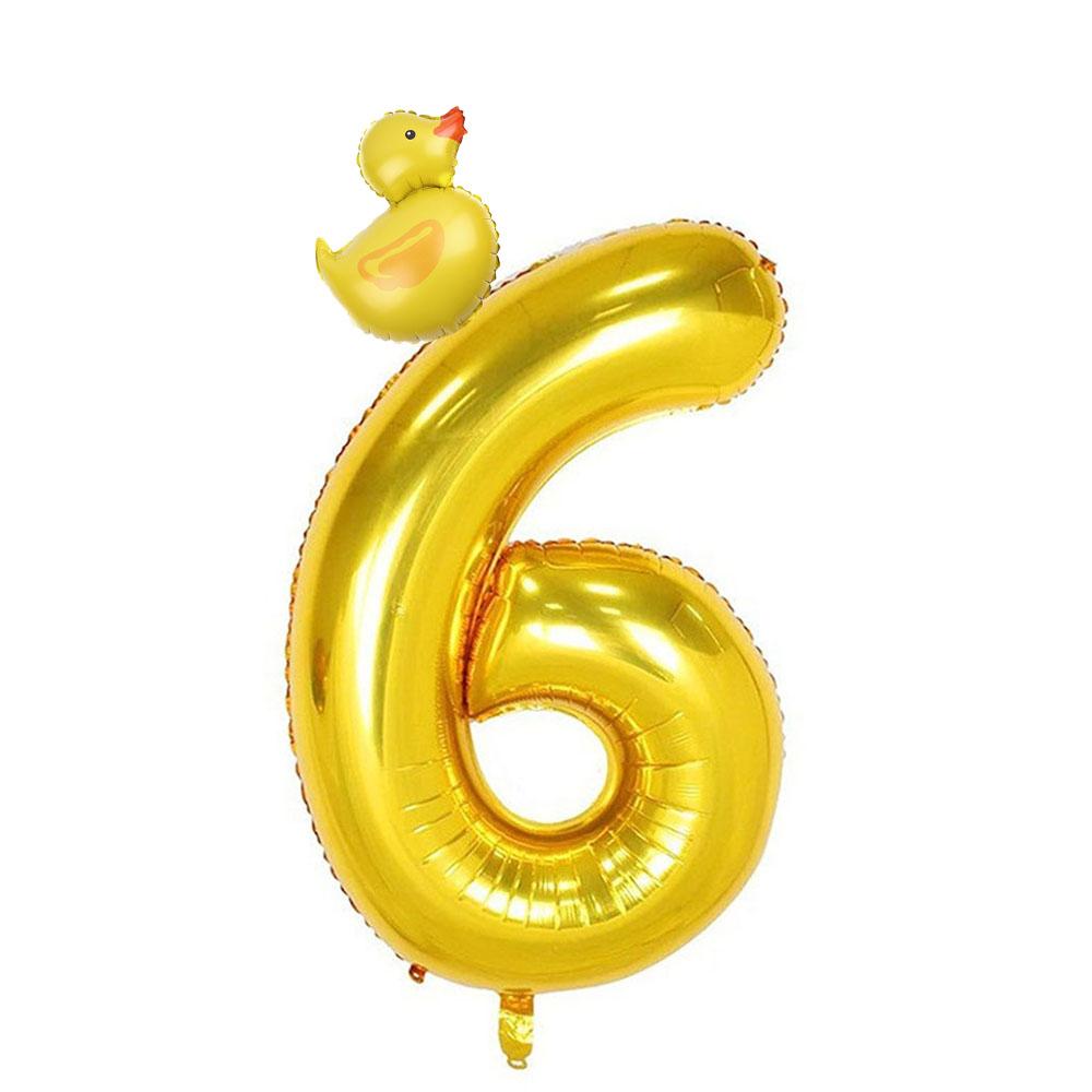 

2Pcs Mini Duck Shape Foil Balloons Set Golden 40inch Number Balloon 0-9 Kids Birthday Party Deco Baby Shower Air Globos Gifts 40inch