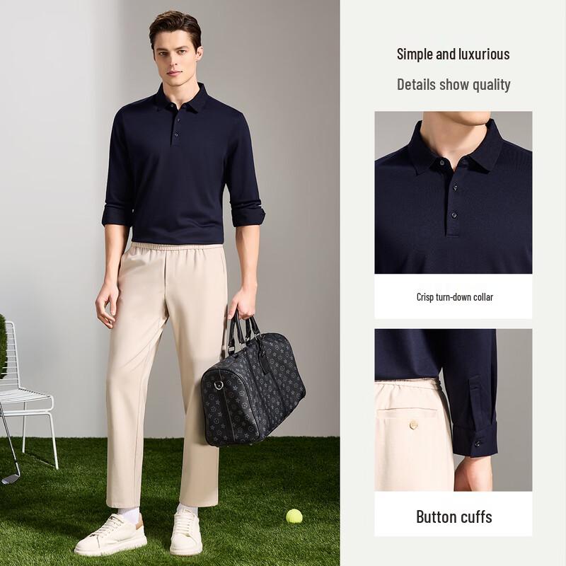 Antonio Men's Silk & Cashmere Long-Sleeve Polo Shirt