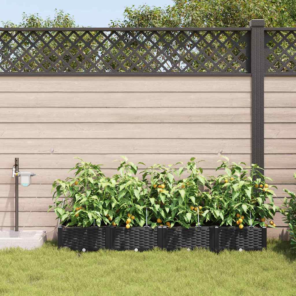 Garden Planter Set 4 pcs Black 160 x 40 x 22 cm Plastic