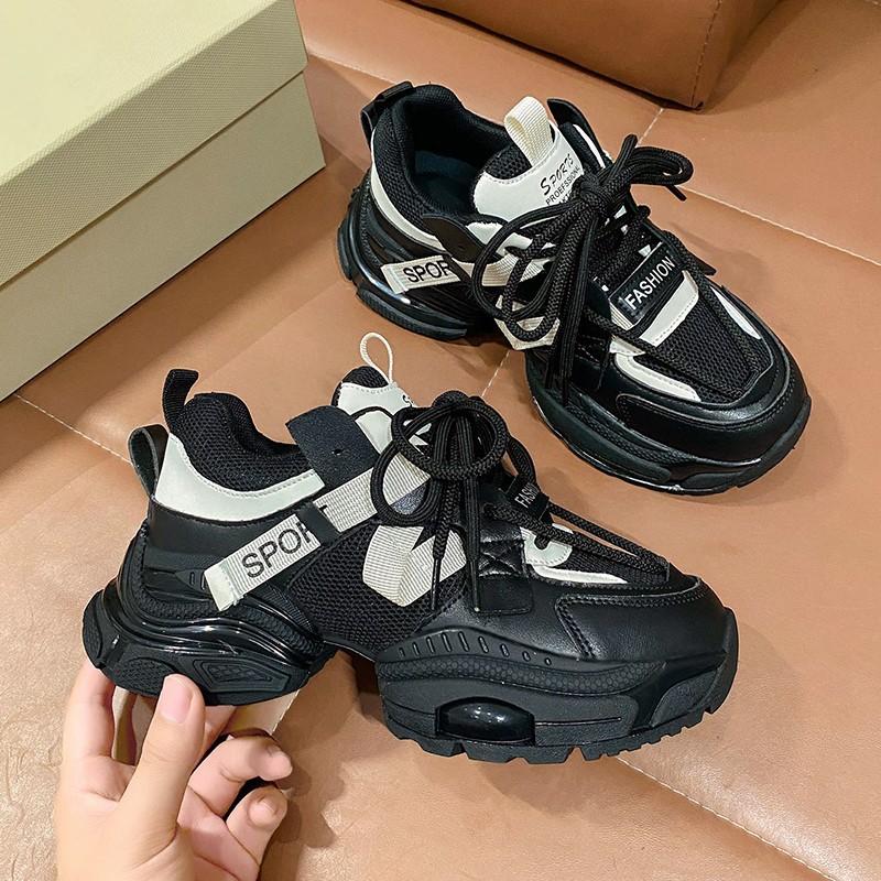 Couple dad shoes women's 2024 new four-season suitable wear lace-up muffin platform casual sports shoes