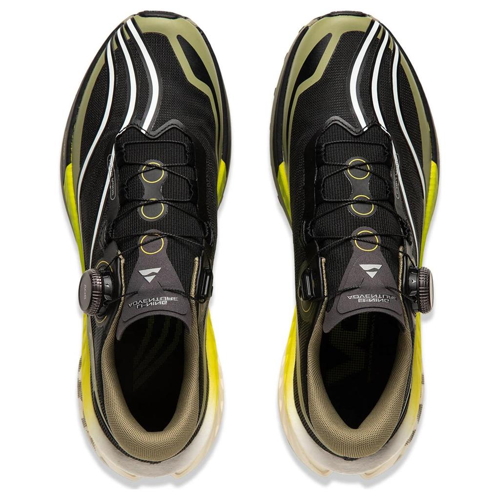 Li Ning Lu Pro Comfortable Simple Non-Slip Wear-Resistant Low-Top Running Shoes Men Running Shoes Black Green ARNU001-7