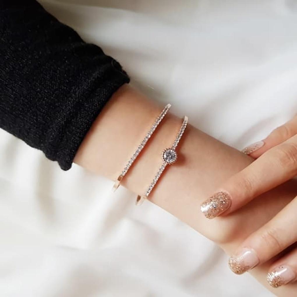 Women's Preferro Cubic Bangle Bracelet Layered