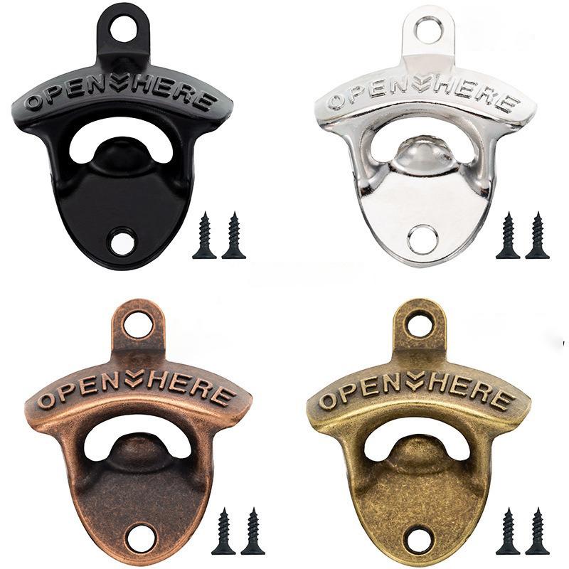 Zinc Alloy Wall Bottle Opener Beer Retro Alloy Wall Mounted Beer Bottle Opener Kitchen Decor KPQ005