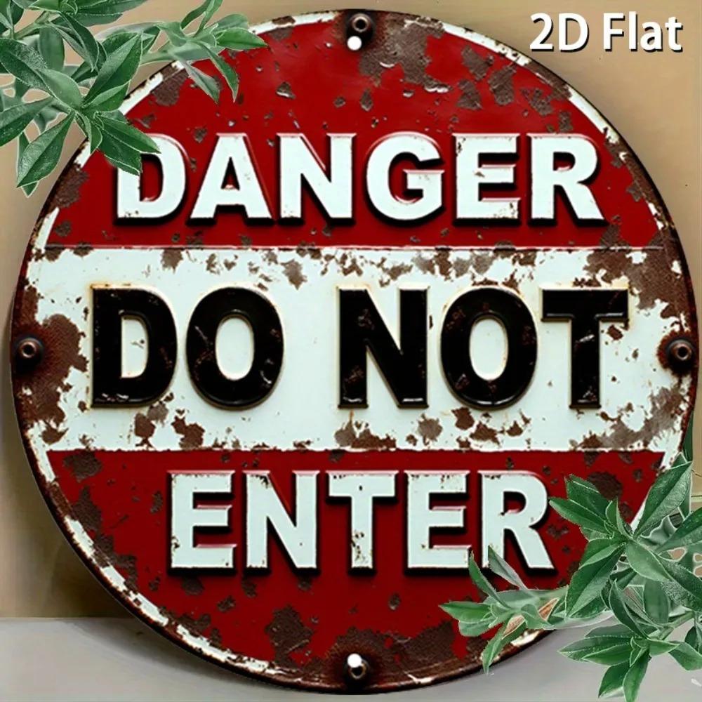 Vintage Metal Sign Warning Do Not Enter 7.87 Inch Red White Wall Art Garage Decor