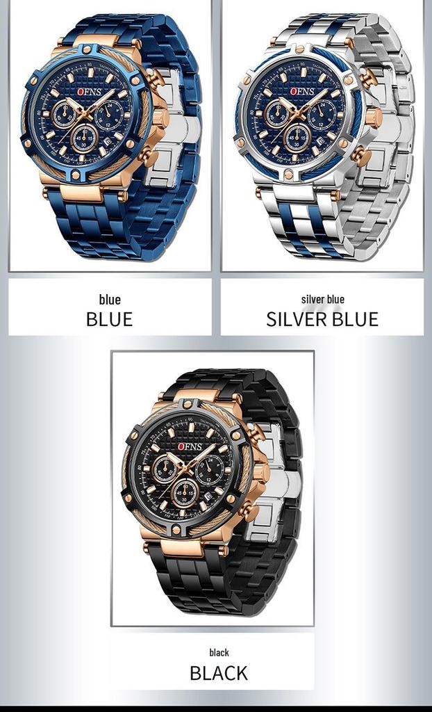 Oufanni Shi Men's Multifunctional Chronograph: Waterproof Quartz Watch with Luminous Strap & Calendar