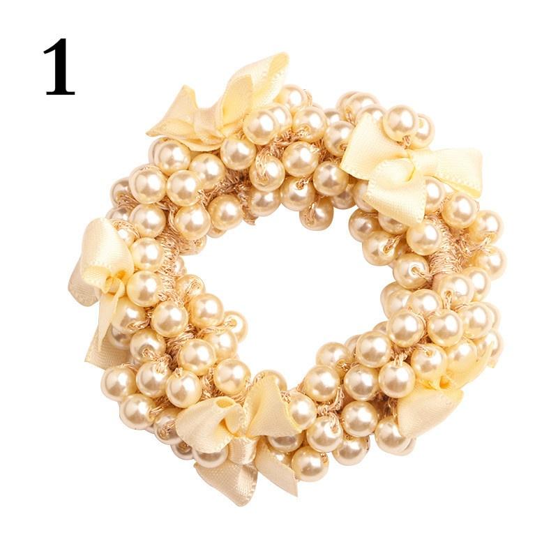 1PC Women Imitation Pearls Exquisite Butterfly Hair Accessories Elastic Hair Rope
