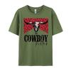 Western Cowgirl Leopard Punchy Cowboy Killers Bull Horn Funny T Shirts Unisex Clothes Gift Tee Cotton Short Sleeve