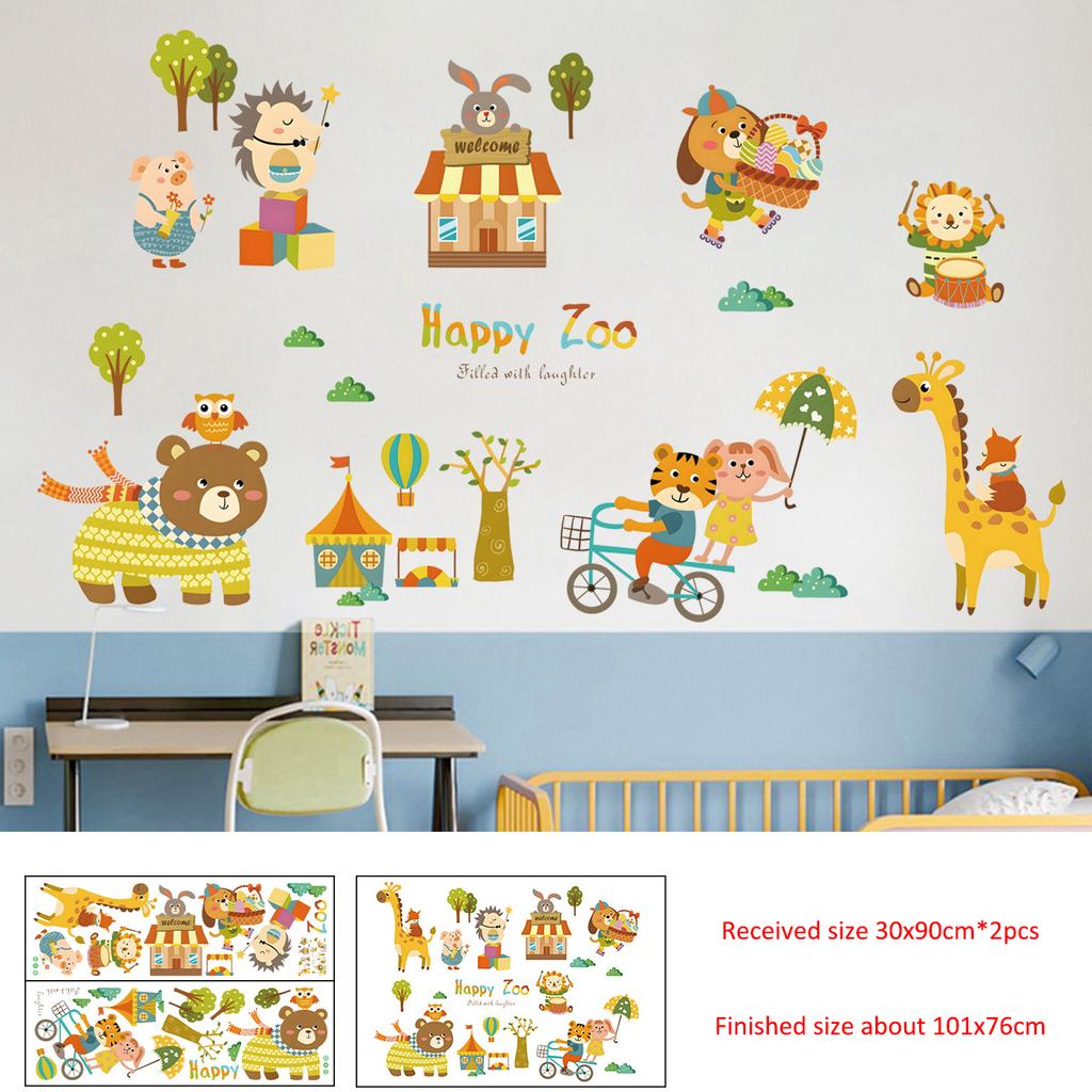 Kids Room Wall Stickers Cartoon Nursery Decoration Self Adhesive Removable Decor for Kindergarten Baby Bedroom Classroom
