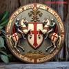 Ridder Tempelier Metalen Wanddecoratie 20x20 cm Middeleeuwse Decoratie Vintage Latijnse Spreuk Plaquette