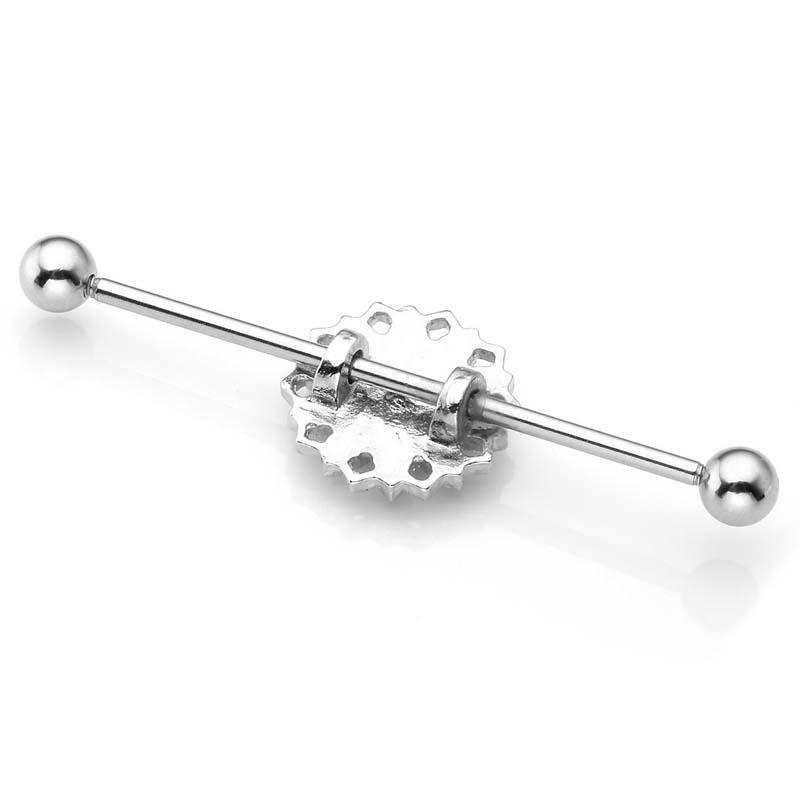 1pcs Stainless Steel Daisy Flower Screw Ball Industrial Barbell Piercing Jewelry