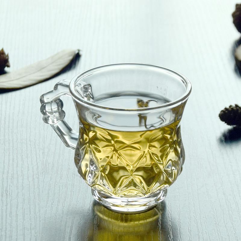 140ml Creative Glass Coffee Tea Mug Drinks Dessert Breakfast Milk Cup Juice Glass Mugs Handle Drinkware Transparent Glass Cup