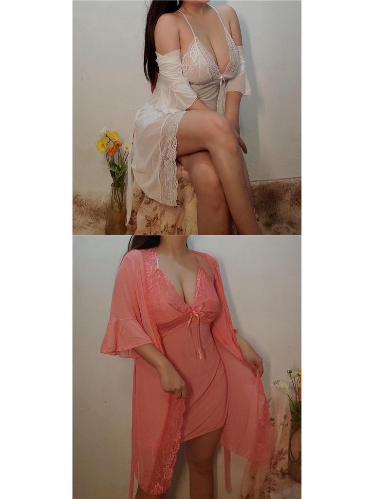 Plus Size Lace Camisole & Sexy Sheer Nightgown Lingerie Set