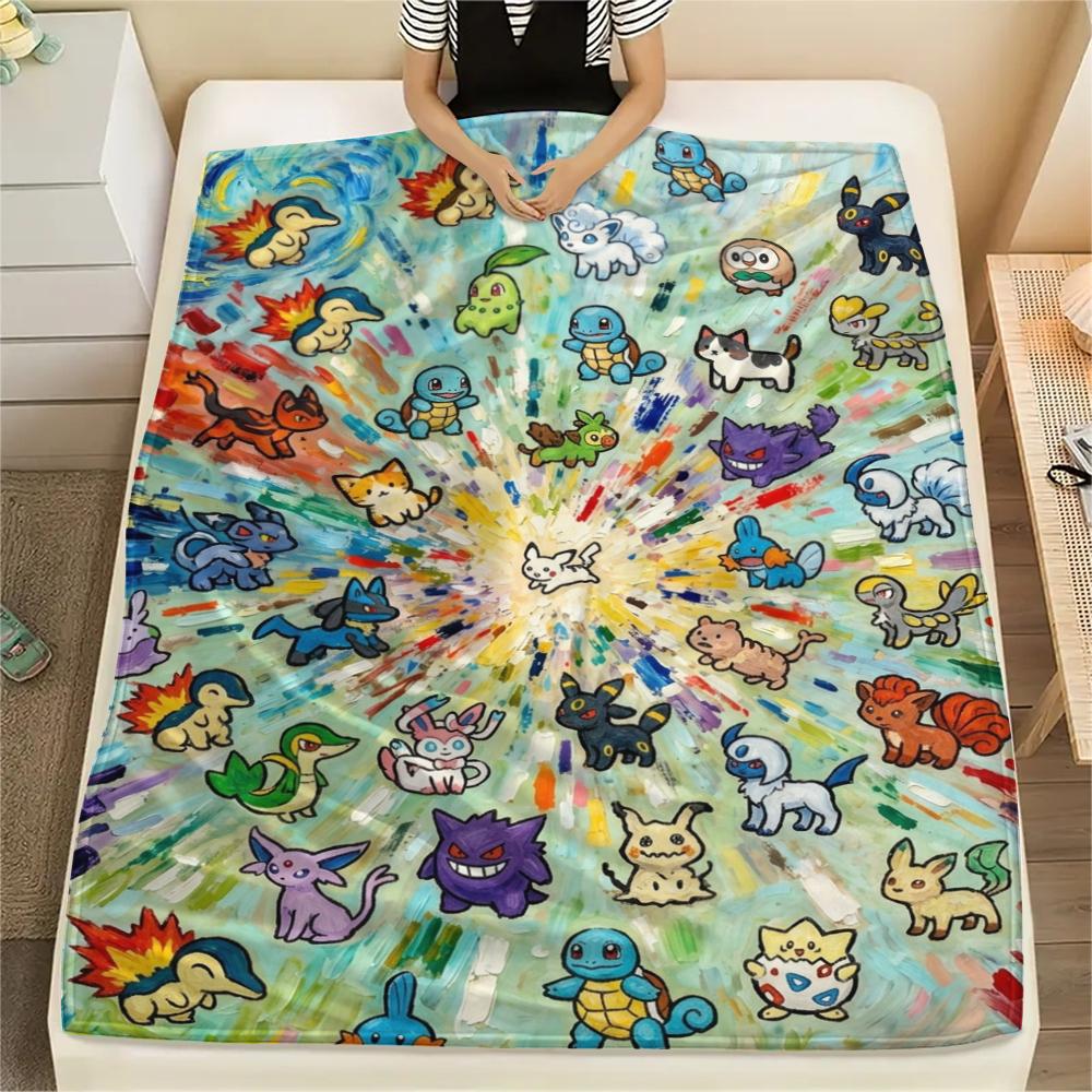 

1Pc Pokemon Print Flannel Blanket, High quality Comfortable for All Seasons, Home Decor, Warmth and Comfort, Perfect for Christmas Gifts 80cm x 120cm