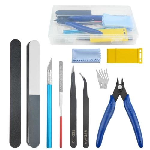 WMYCONGCONG 11-Piece Plastic Model Tool Set for Beginners, Includes Thin-Blade Nippers, File, Precision Tweezers, and a Modeler's Knife (5 Replacement