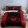 Biohazard Symbol Red and Black Design Bedding Set (1 Duvet Cover, 2 Pillowcases, Duvet Not Included) Sofas