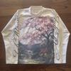 European and American y2k floral letter printed street casual style loose round neck top