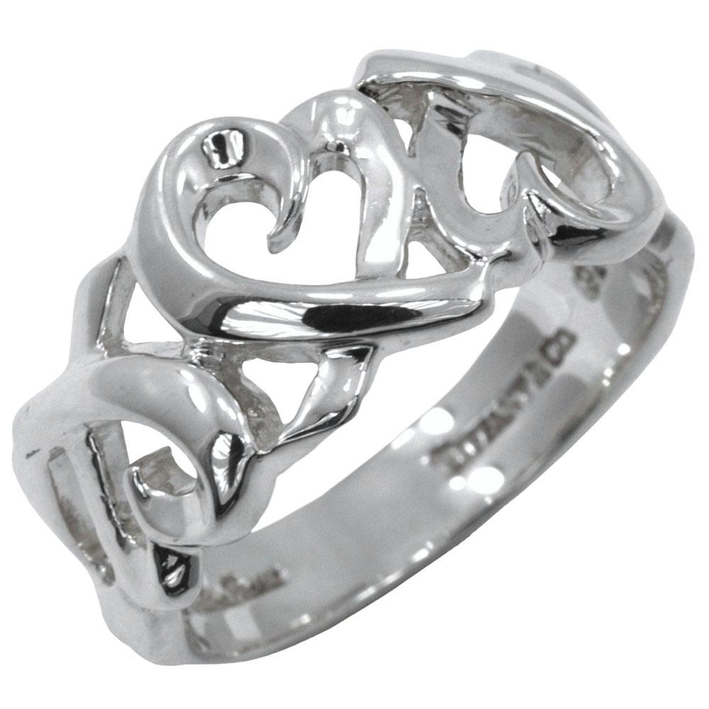 

TIFFANY&Co. Triple rubbing heart Ring Paloma Picasso Silver925 #6.0(US Size) 4.1g Women Used