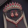 Baroque Blue Crystal Bridal Jewelry Sets for Women Tiaras Crown Earrings Necklace Sets Bride Wedding Dress Dubai Jewelry Set