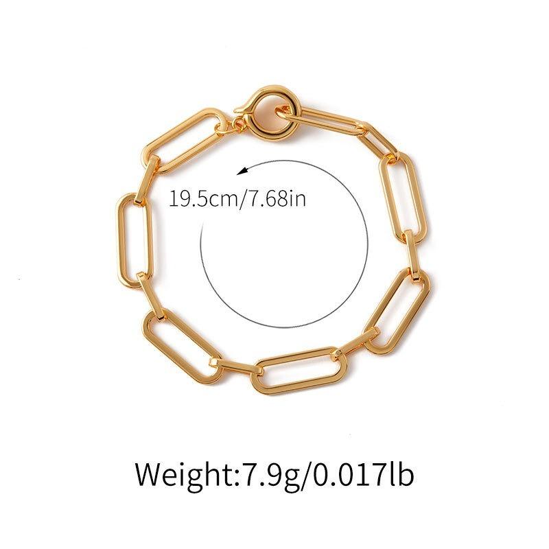 Minimalist Gold Plated Color Retention Neutral Thick Chain Handmade Plain Bracelet