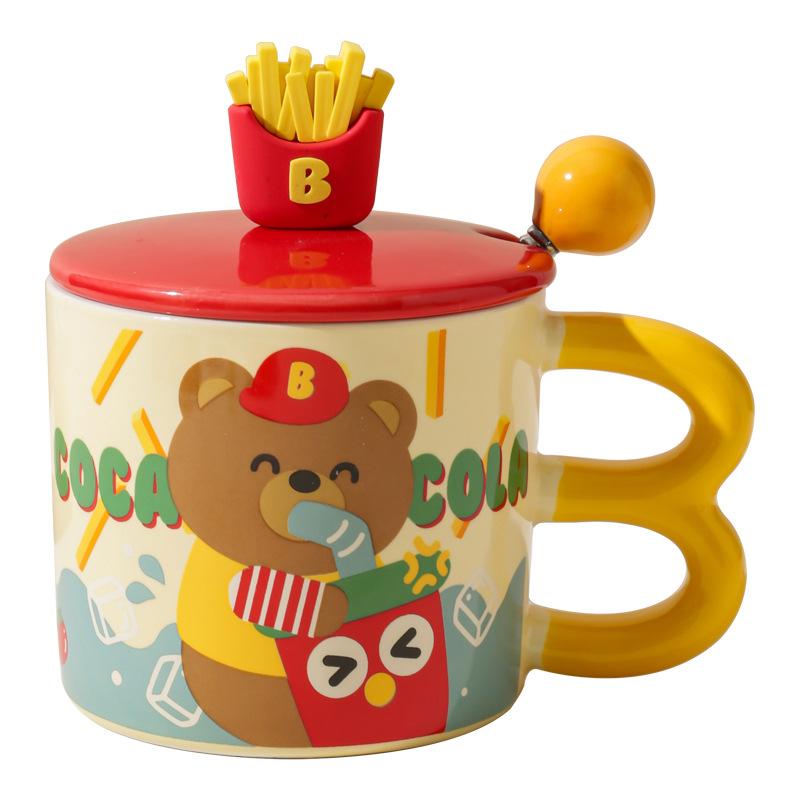 High-Value Wind Ceramic Cup With Lid Household Cute Couple Water Cup Gift Box Creative Souvenir