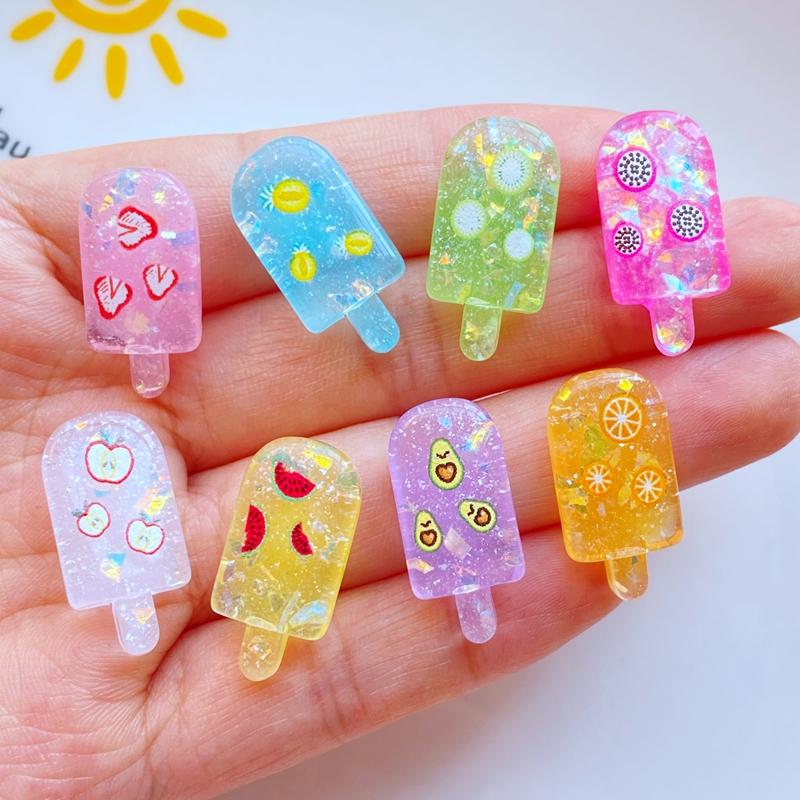 10Pcs New Kawaii Cute Mini Popsicle Flat Back Resin Cabochons Scrapbooking DIY Jewelry Craft Decoration Accessorie
