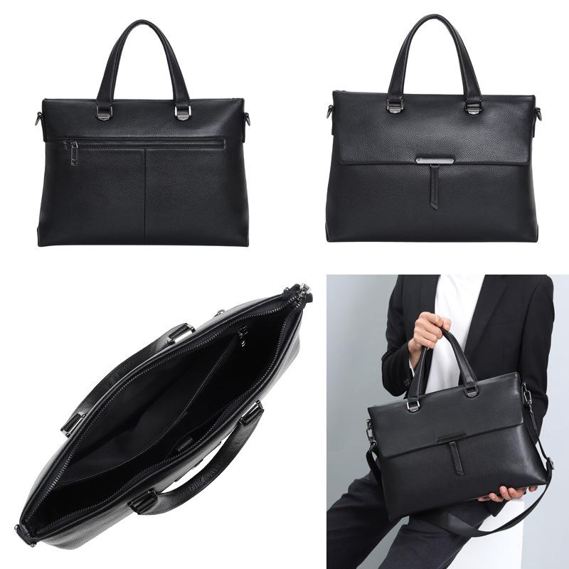 Men's Genuine Leather Briefcase: High-End, Large Capacity Business Bag