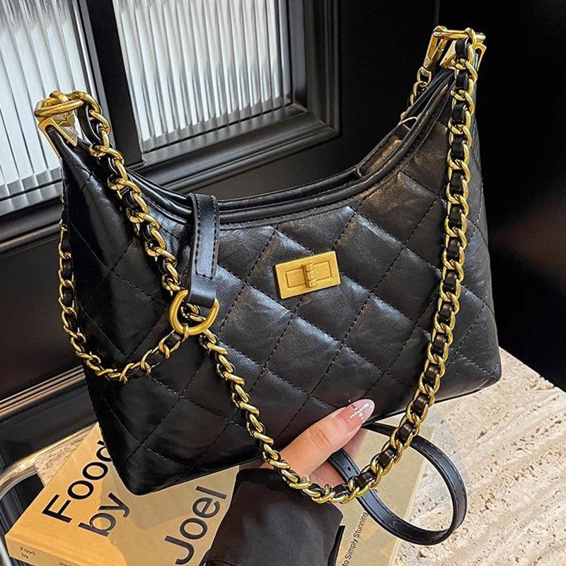 Bag new summer leather women's bag rhombus chain bag temperament advanced sense shoulder messenger bag luggage