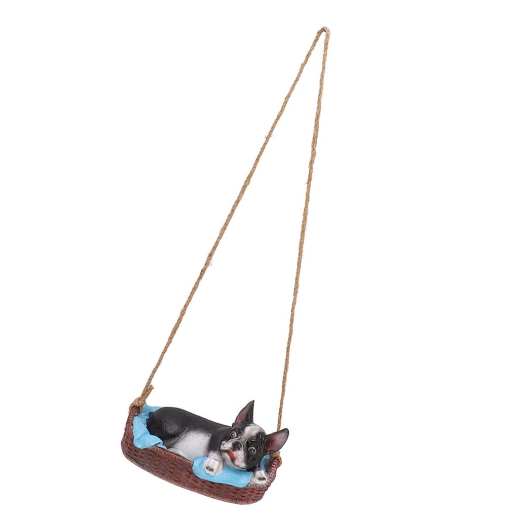 Garden Dog Statue Outdoor Resin Swing Ornament Hanging Decoration Home Bulldog Animal Gift Black