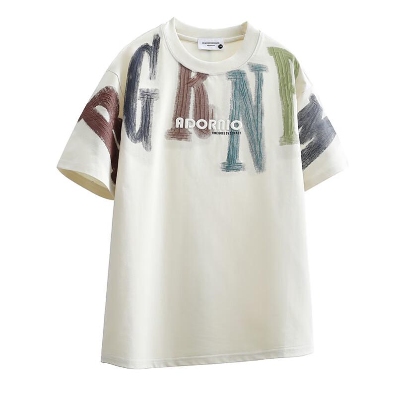 T-shirt da uomo in cotone pettinato, vestibilità larga, ricamata
