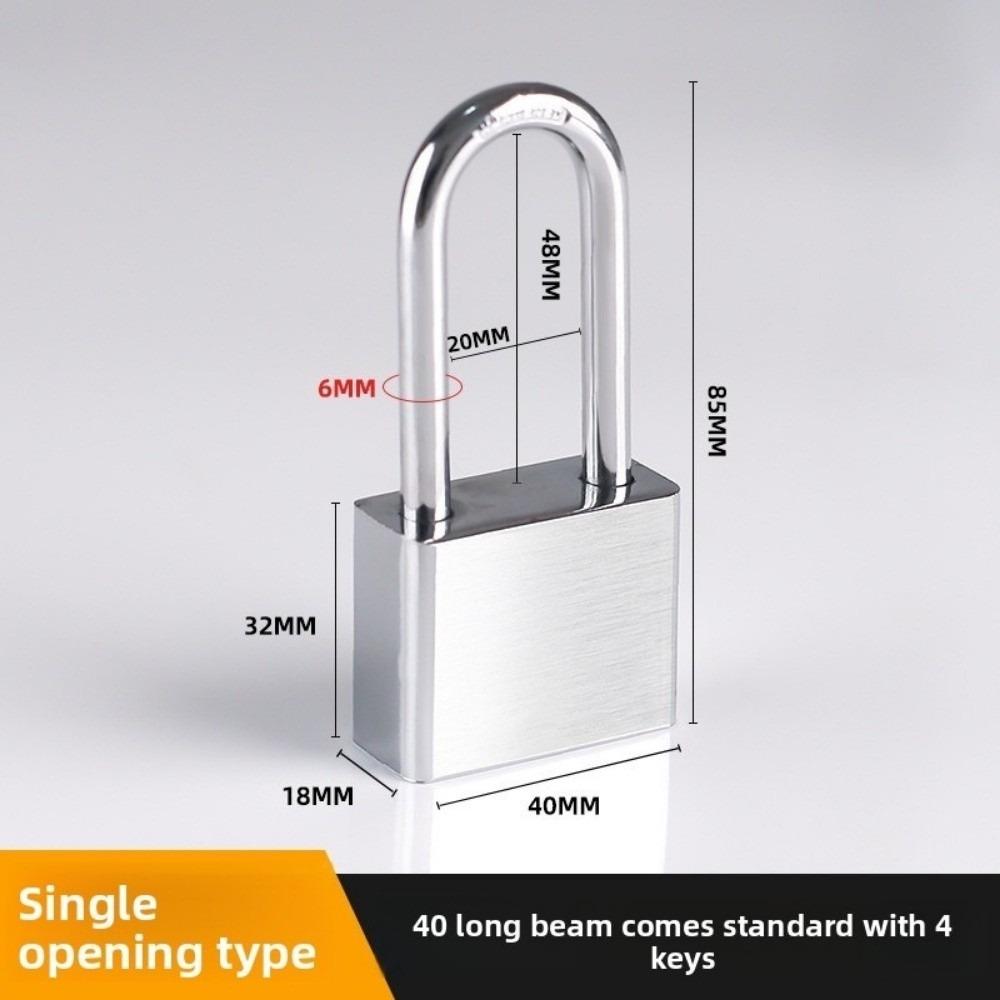 304 Stainless Steel Door Lock Padlock with 4 Keys Silver Antirust Street Lock Anti-theft Heavy Duty Anti-pick Locks