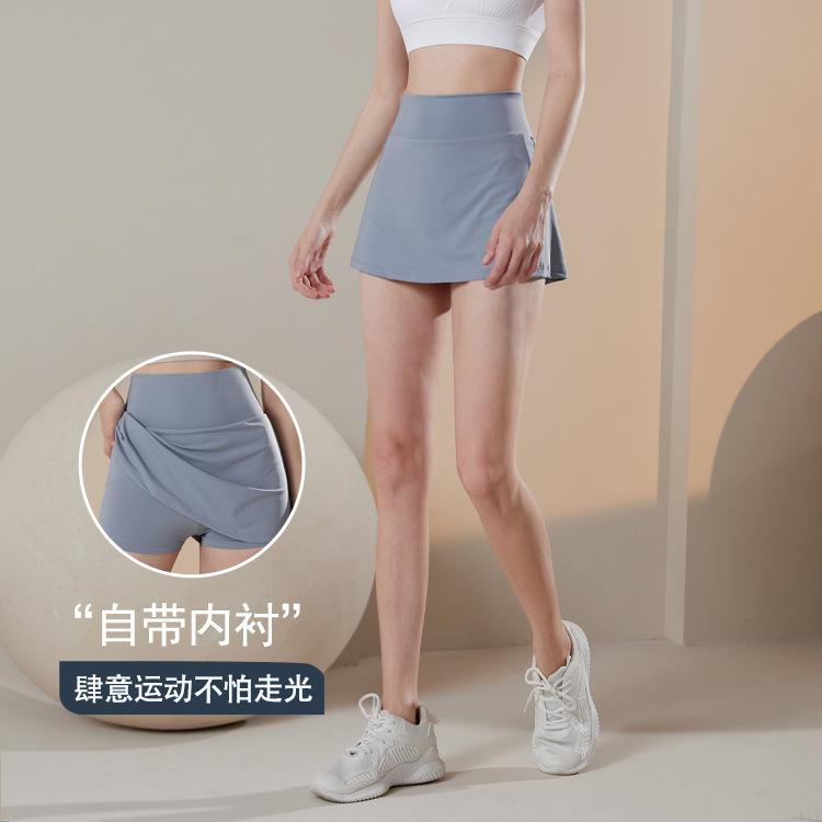 Lulu Same Tennis Skirt Yoga Sports Skirt Quick-Drying Breathable Casual Anti-Light Pleated Shorts Anti-Light