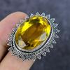 Natural Citrine Gemstone Handmade 925 Sterling Silver Jewelry Ring Size 7.5 V6i20
