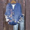 Summer Tops For Women Cute V Neck 3/4 Sleeve Blouses Floral Print Top Casual Shirts