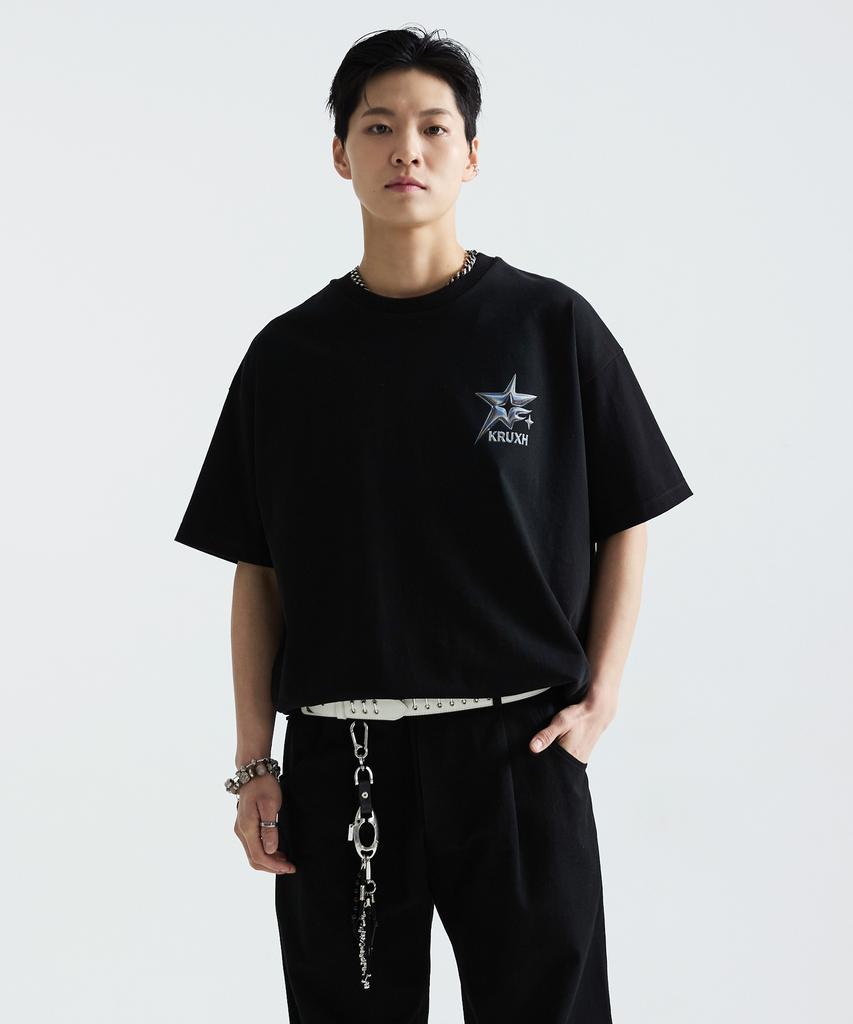 Keuleogsi Nice Print Drop Shoulder T-Shirt Black