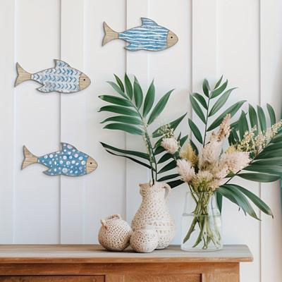 3Pcs Tropical Fish Wooden Wall Decorations Smooth Edge Burr Free Realistic Looking Fish Pendants Ocean Wall Art Decor