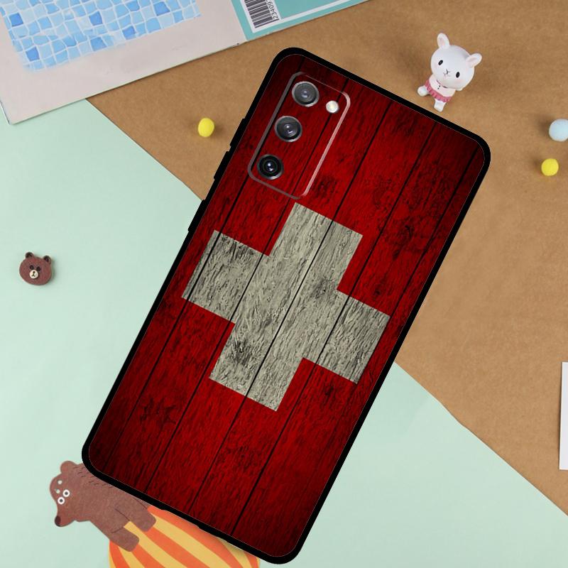 Switzerland Swiss Flag Soft Case For Samsung Galaxy S25 Ultra S9 S10 S20 S22 S21 Plus S23 FE S24 Ultra Funda Cover