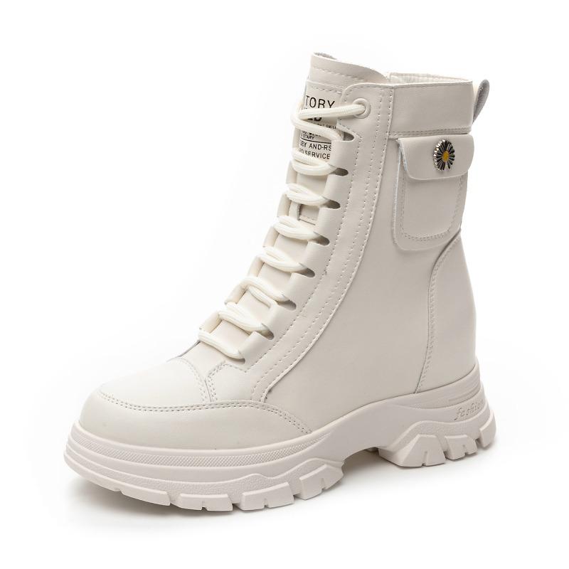 Autumn and winter new retro fashion Martin boots side zipper casual short boots women s velvet boots women s shoes 34