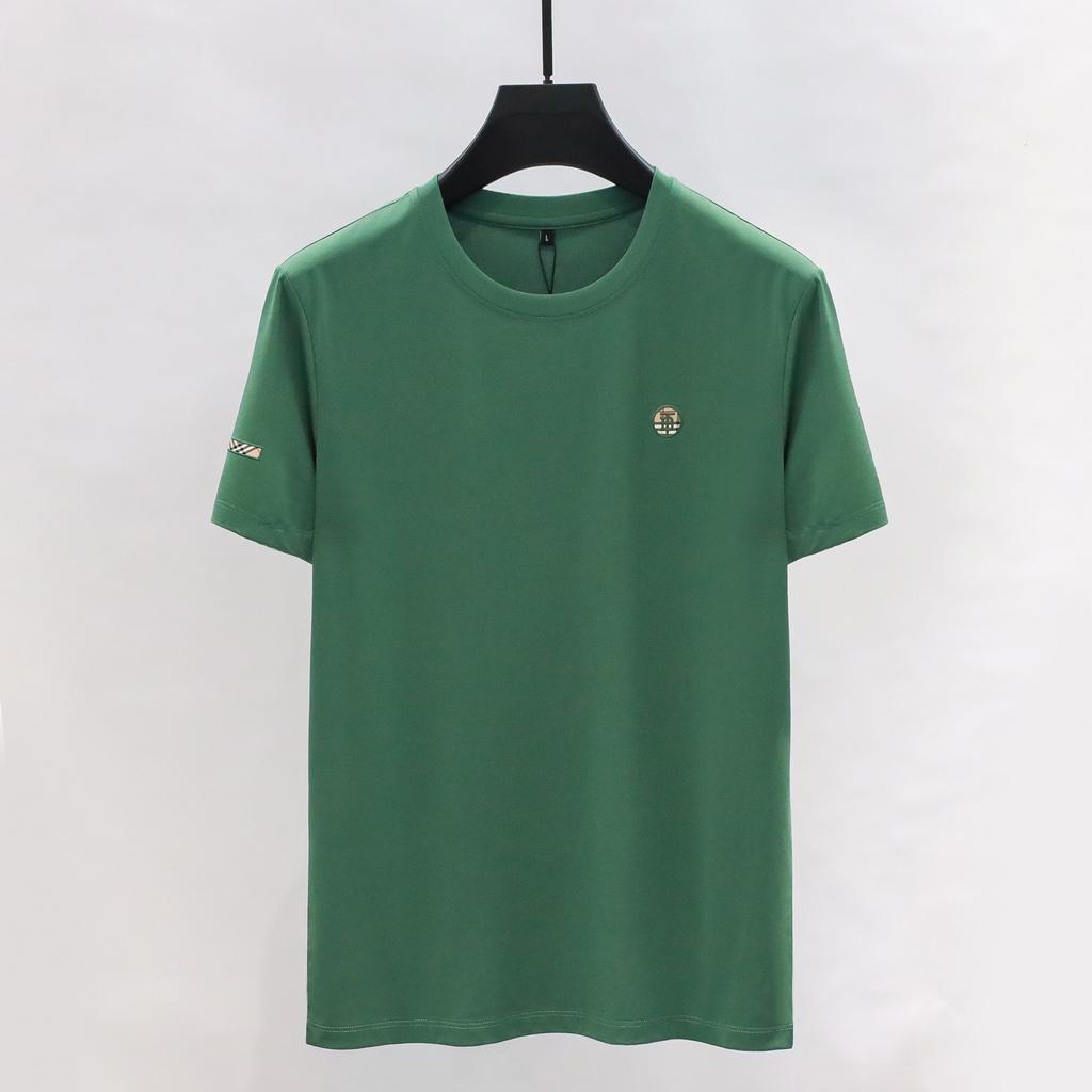 Spring Summer Menswear Silk Men's round-Neck Short-Sleeved T-shirt