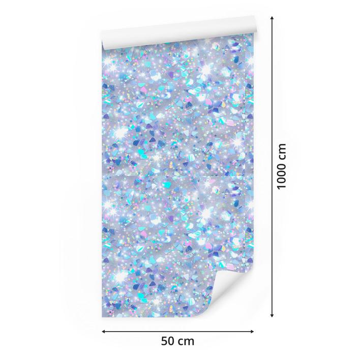 Iridescent glitter wallpaper azure, blue, celadon and white 50x1000