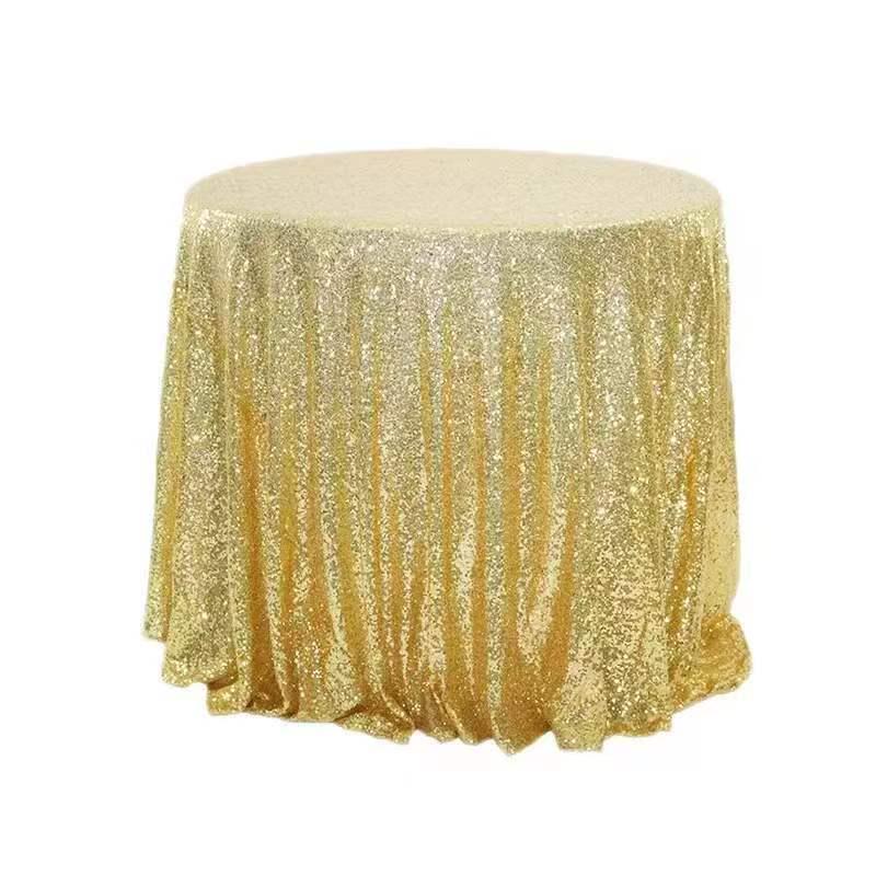 Nordic Style Round Solid Color Sequin Tablecloth for Weddings and Hotel Banquets