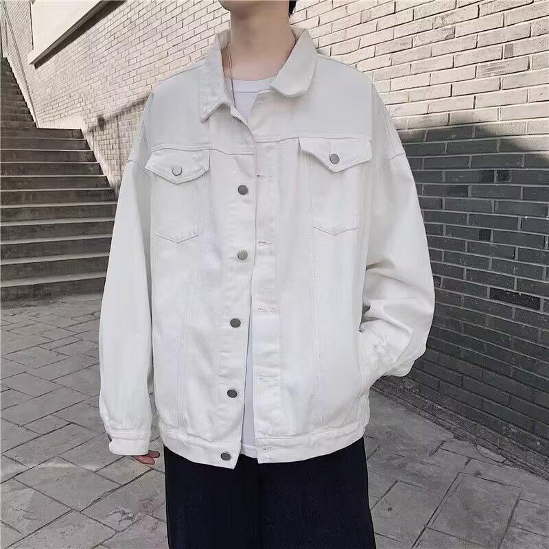 Trendy denimjakke i Hong Kong-stil for menn – løs passform, retro arbeidsklær for vår og høst