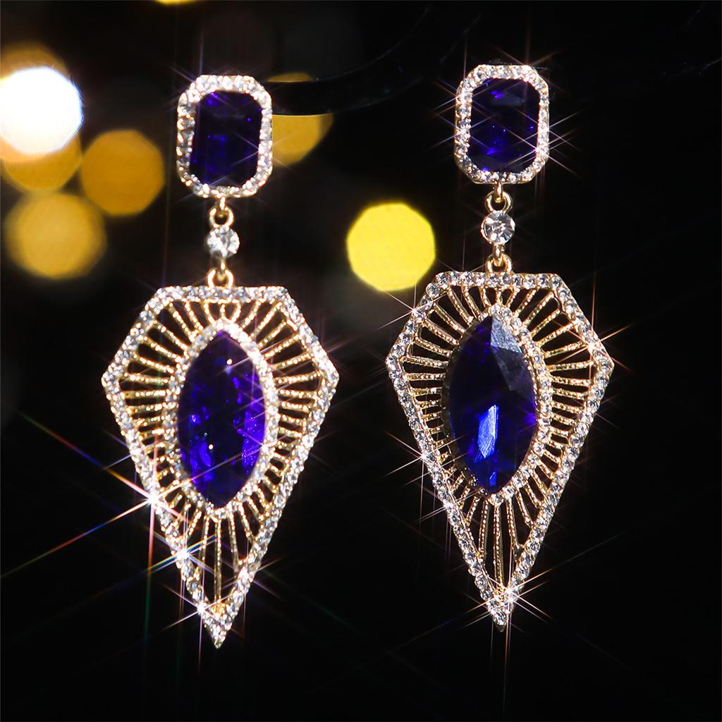 Temperament Coloured Glass Rhinestone Earrings Fashion Geometric Triangle Earrings Women's Ear Accessories