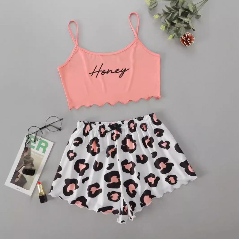 European and American Sleeveless Tank Top & Shorts Two-Piece Pajama Set for Women