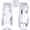 Frieren Cosplay Perücke 65CM Pferdeschwanz Perücke Damen Langes Gerades Graues Synthetisches Haar für Halloween Comic Con