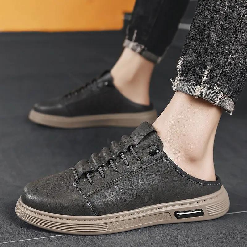 Fashion Sabot Slippers for Men Soft Outdoor Genuine Leathe Designer Sandals Man Luxury High Quality Fashion Fun Elegant Y2k Adult Shoes