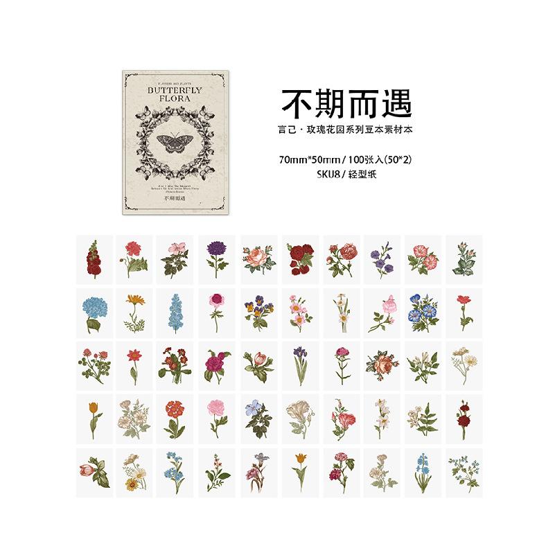 100-Sheet Vintage Miniature Material Mini-Book Set, Retro-Themed Craft Pages, for Journal Collage & Handmade Creation