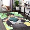 1pc Anime Cartoon Design Office Chair Mat - Green Hair Character with Belted Suit Jacket - Non-Slip Carpet for Home Decor, Gaming Room, Seasonal Gift.