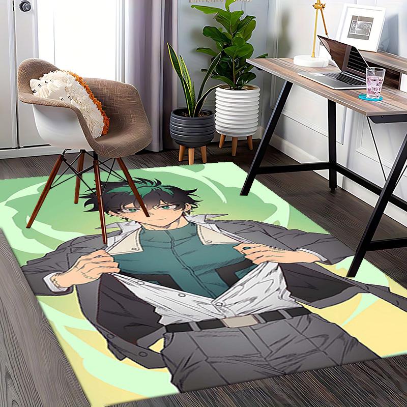 1pc Anime Cartoon Design Office Chair Mat - Green Hair Character with Belted Suit Jacket - Non-Slip Carpet for Home Decor, Gaming Room, Seasonal Gift.