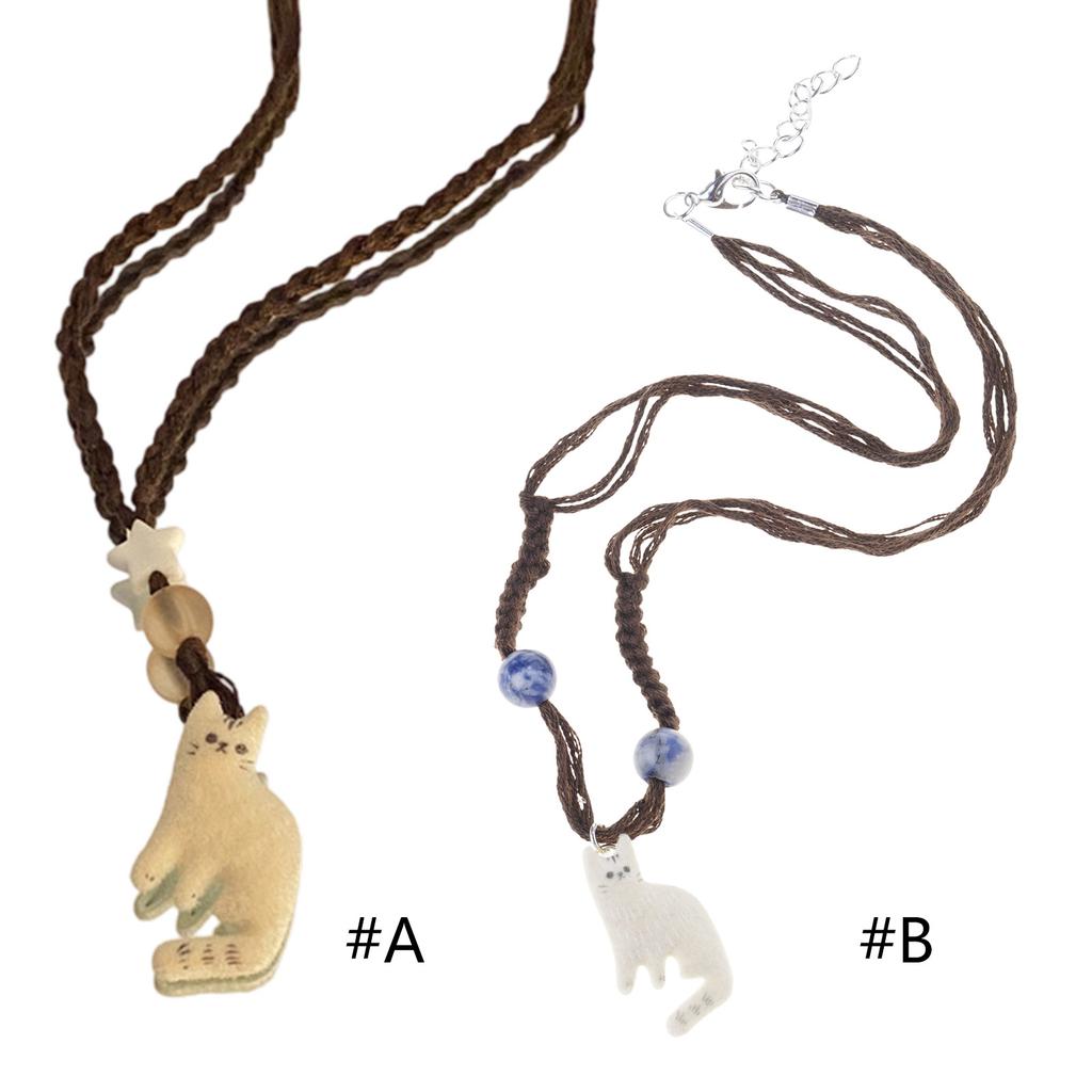 Elegant Cats Charm Necklace with Rope Chain Animal Pendant Neckchain Jewelry For Everyday Wear And Special Occasions